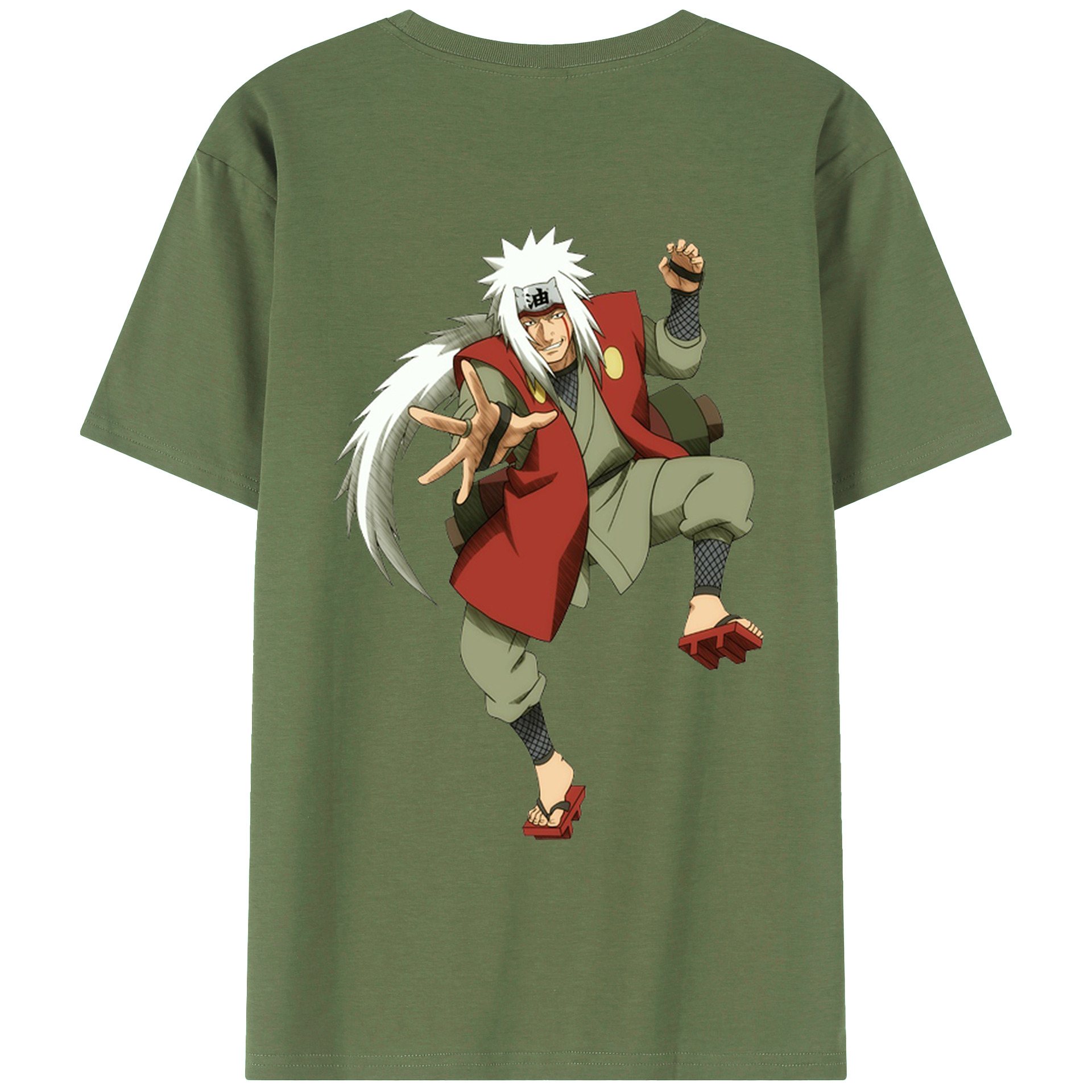 （画像用） NARUTO -ナルト- 自来也（じらいや） Jiraiya 綿100％ メンズ半袖Tシャツ（バックプリント） 通気性
